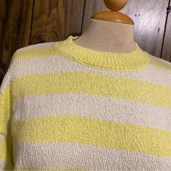 Forever 21 Yellow and White Striped Drop-Sleeve Sweater - Picture 4 of 13